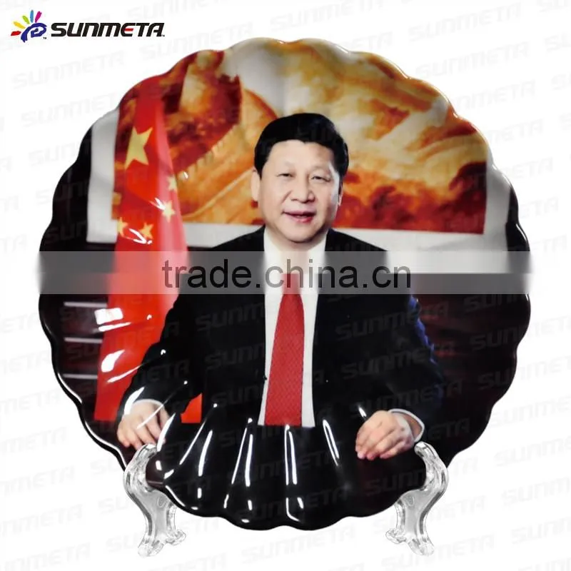 Sublimation wavy ceramic flat plate , custom design ceramic plate