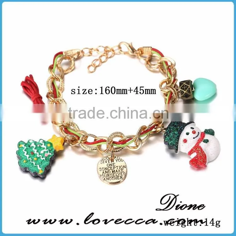 2016 New fashion Christmas Tree + Santa Claus Alloy bracelet