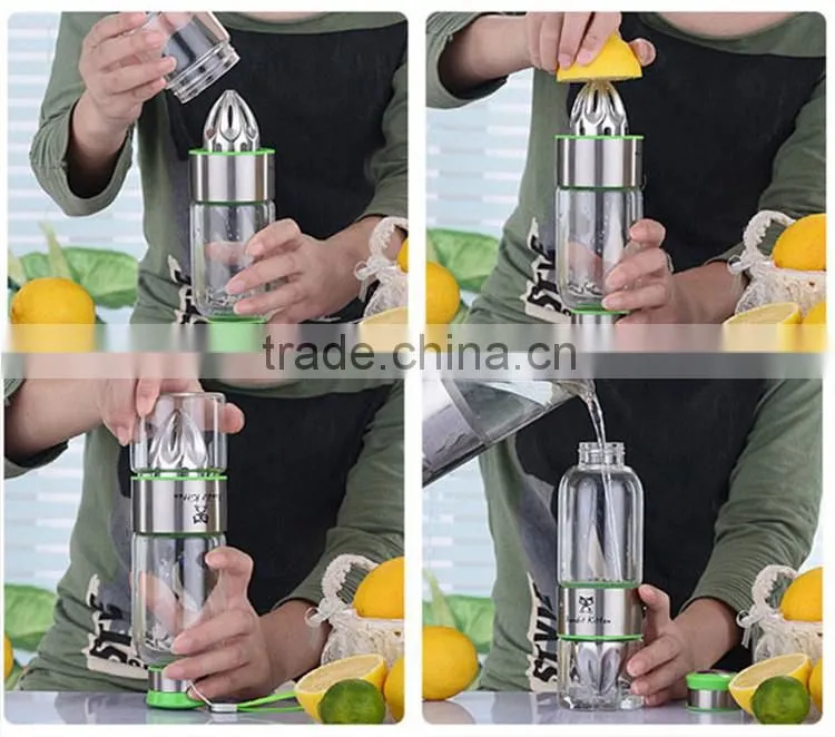 Trade Assurance Stainless Steel Juicer Color Glass Fruit Infuser Water Bottles