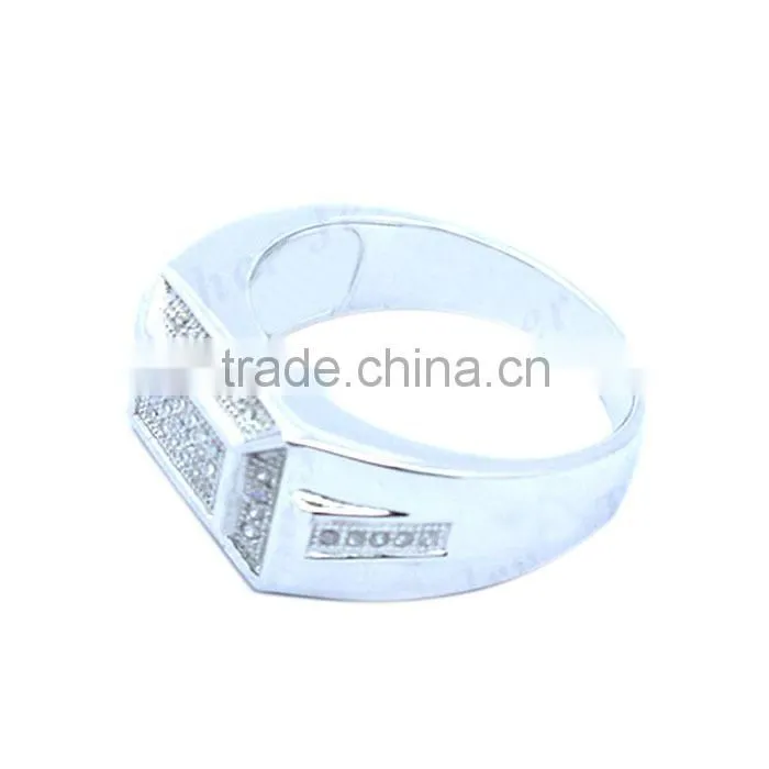925 silver fashion CZ diamond ring for men factory direct sale rhodium/silver plated
