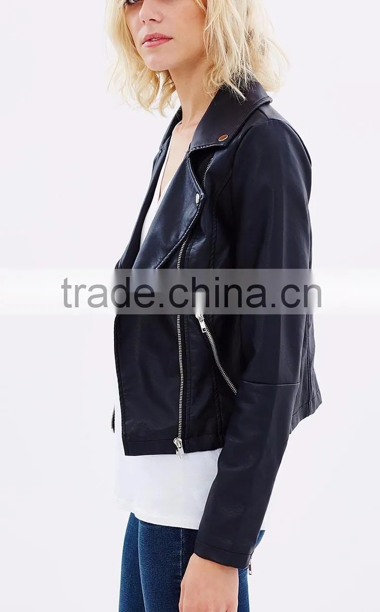 OEM wholesale Hi-end strechable Pu Custom woman fall coat jacket new clothes