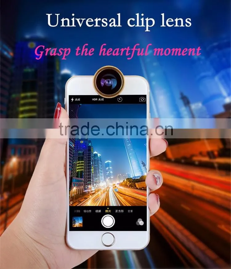 Universal Clip Detachable 3 in 1 Fish Eye Lens Wide Angle Macro Optical Lens Cell Phone Camera Lens