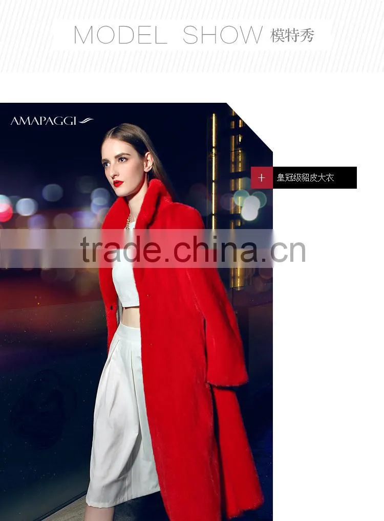 Red mink fur parka coat wholesale