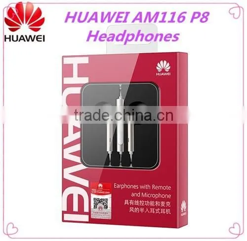 2016 Original HUAWEI AM116 P8 Lite the semi-Ear Headphones with microphone and Remote 3.5mm for huawei honor 6 Mate7 earphones