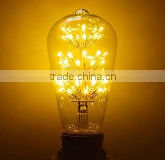 Fireworks LED Light E27 ST64 Edison Vintage Flower Bulb lamp Decorative Cafe star