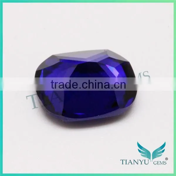 Artificial gem wholesale loose gemstones 35# cushion shape deep aquamarine gemstone