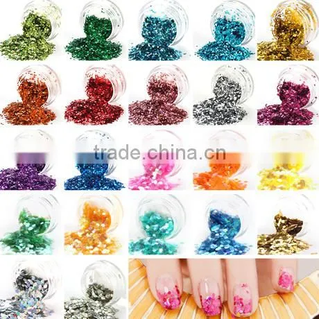 H1-009 18COLOURS BIG GLITTER POWDER ,3G nail art fine powder