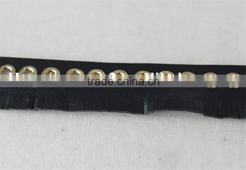 new design with light gold metal eyelet handwork tassel lace trim for sale
