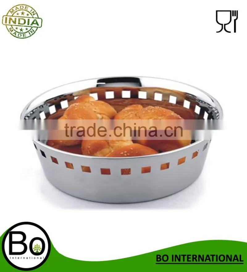 stainless steel shallow bread basket