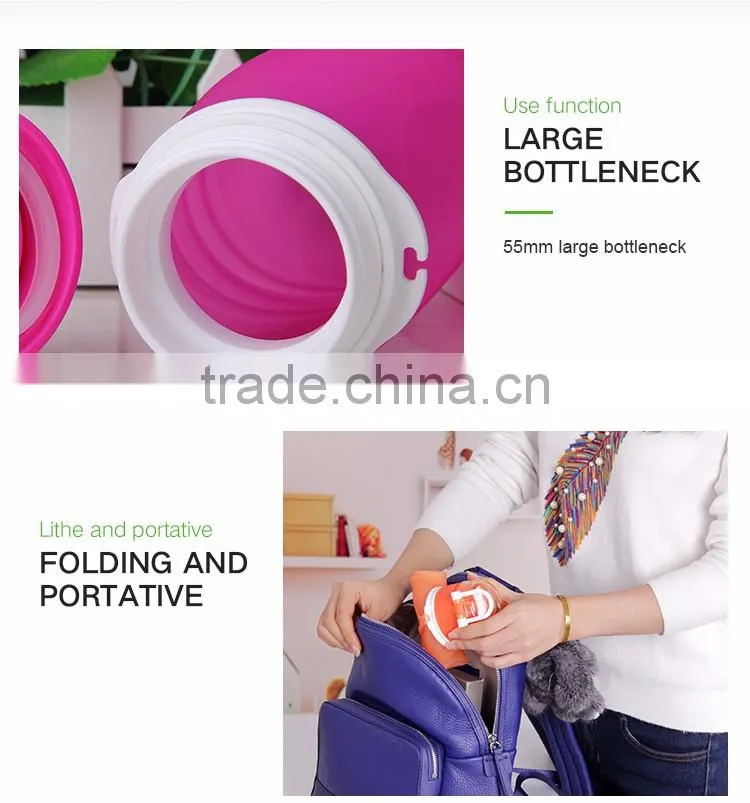 Medical Grade Silicone Sports Water Bottle Foldable Silicone Water Bottle