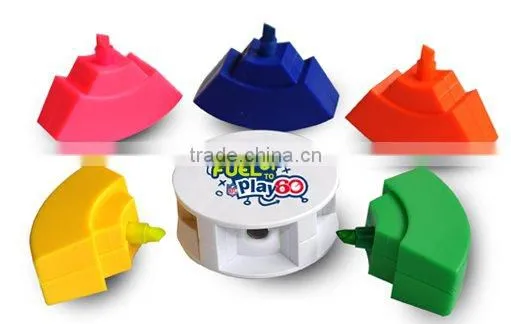5 in 1 circle shaped promotional highlighter with big blank space for logo printing/circle truss for sale/cheap highlighter pen