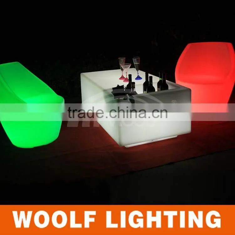 Biservice Nightclub Bar Used Flashing LED Rectangle Table with Cooler