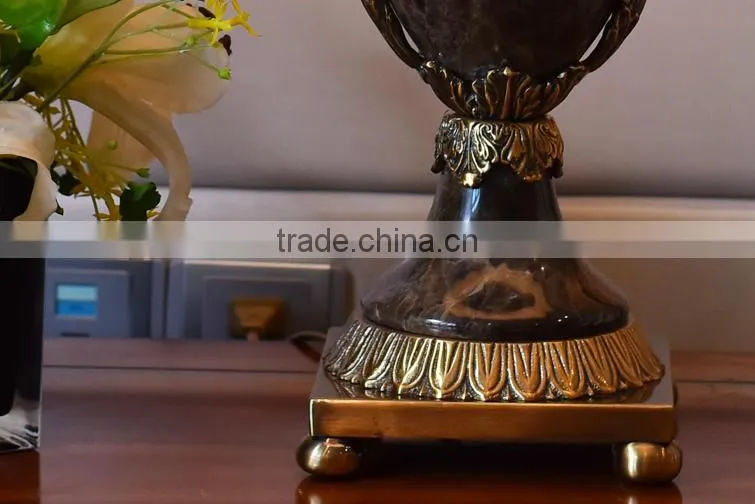 Black marble lamp body brass decoration bottom fabric lampshade table lamp
