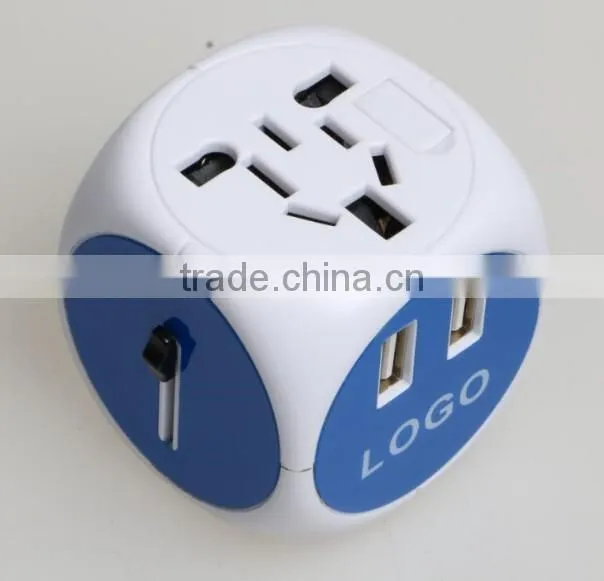 SYW-12 New arrival universal world swiss travel adaptor adapter plug with 2 usb port and built in Safety shutter