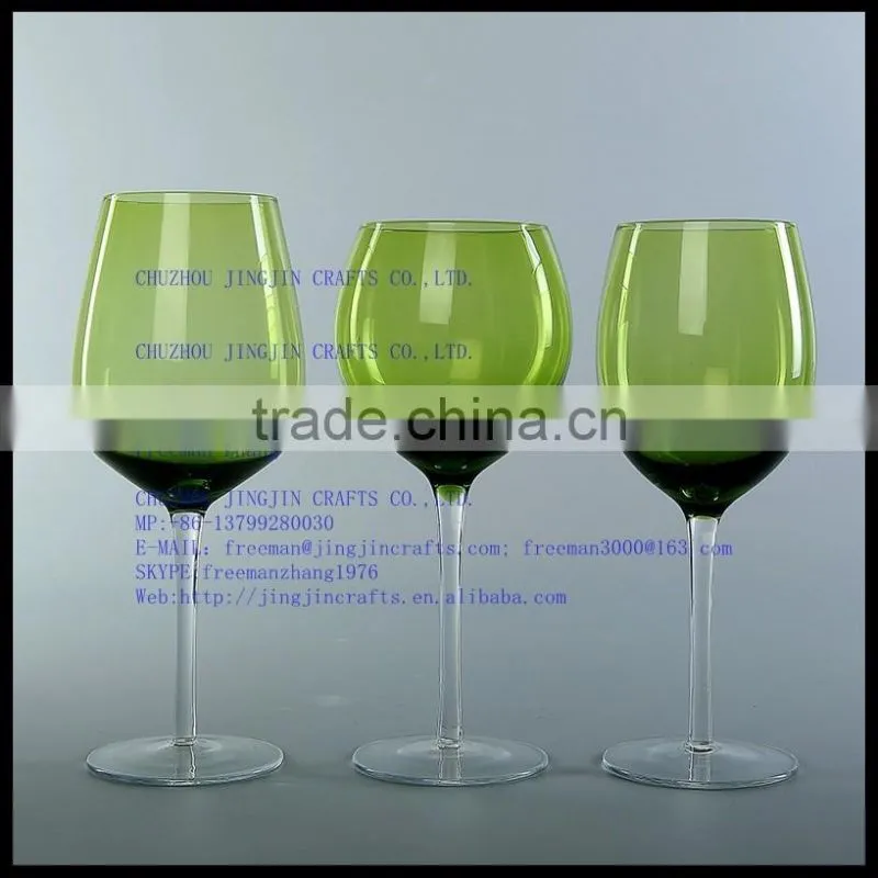 Unique design champagne flute wine glass green stemware