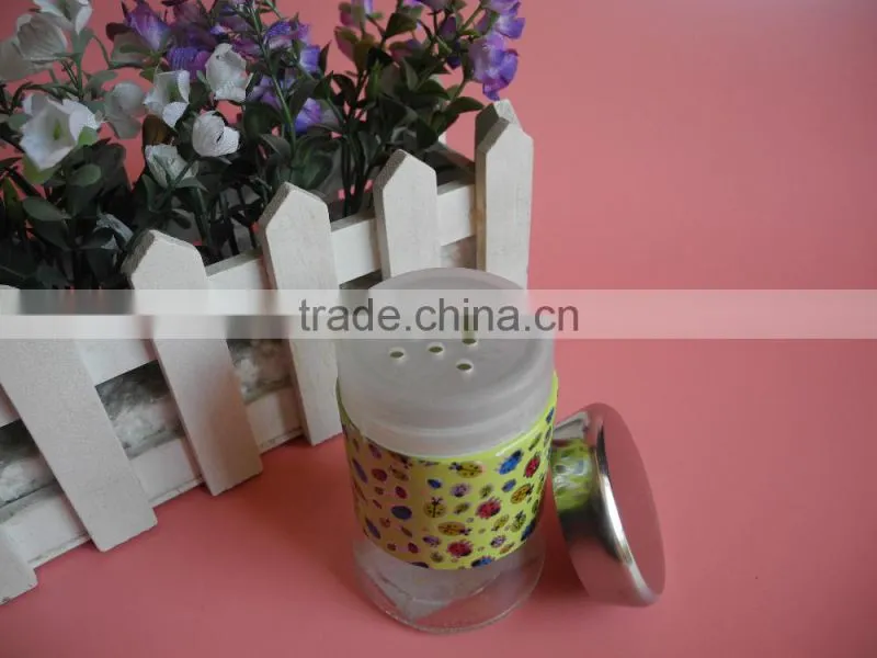 kithchen use high-end glass spice jar with sifter covers lid