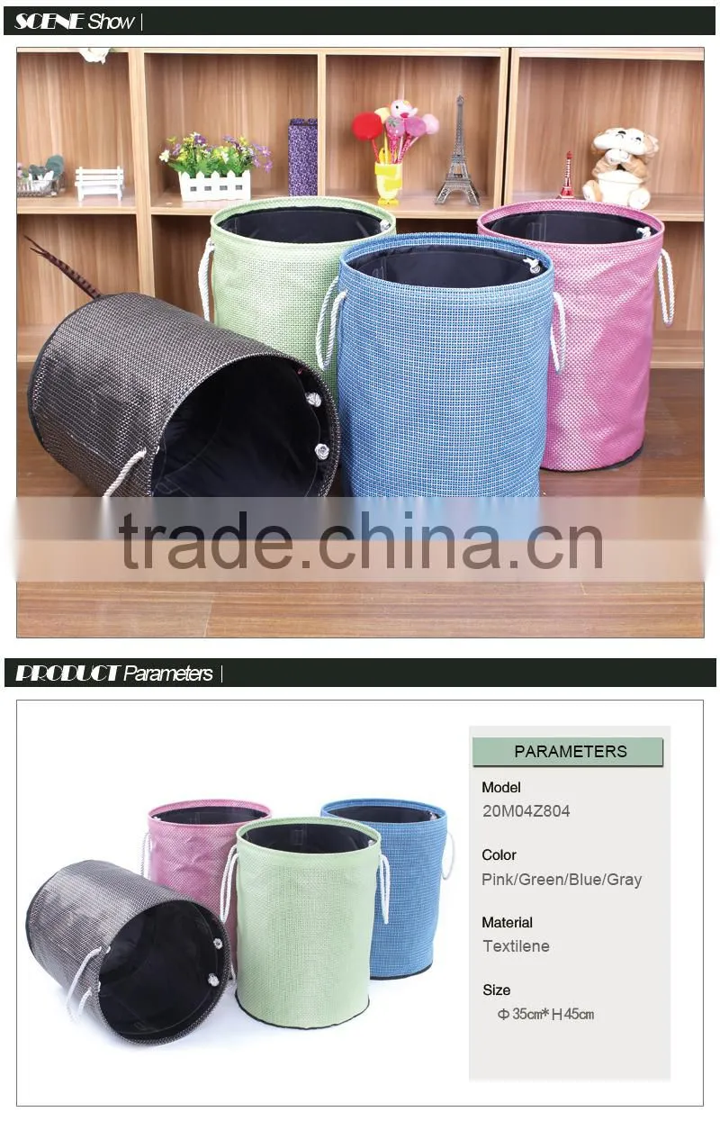 Folding laundry hamper with closing, bathroom basket , with cotton rope tote