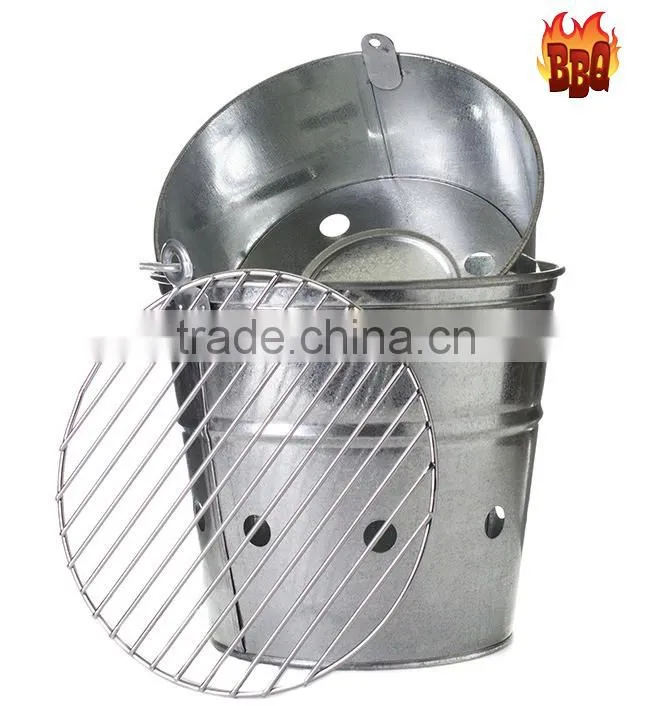 Rectangle Garden BBQ Bucket Portable Charcoal Grill Metal Barbecue set