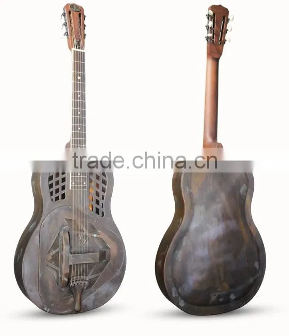 Ancient finish copper alloy body tri-cone resonator guitar