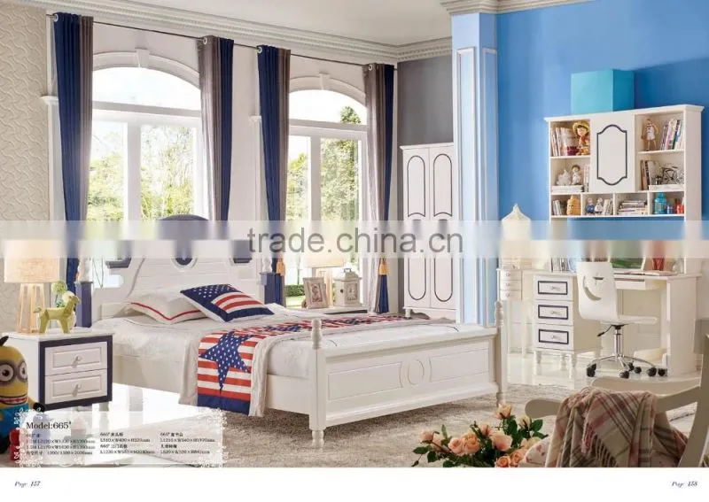 MJ663# new luxury lavender white bedroom set wooden children kids lady girl single queen bedroom set