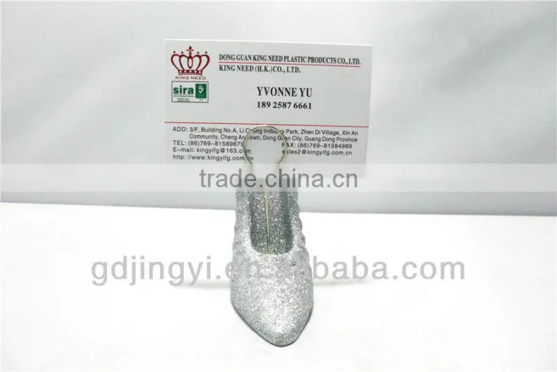 Dongguan acrylic high heel wedding card holder with glitter