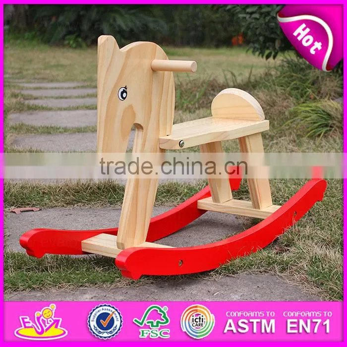 2016 best sale kids wooden toy rocking horse, top popular baby wooden toy rocking horse W16D055