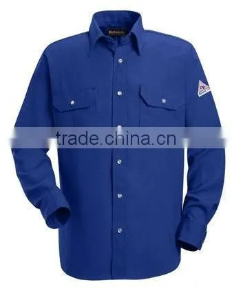 Mens Button-front Beige 5CM Hi-vis Safety Work Shirt
