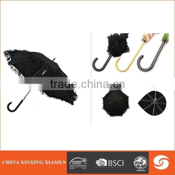 lace umbrella high quality auto open lace straight umbrella