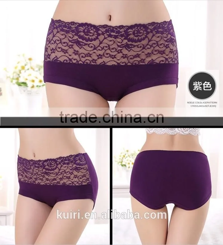 Hot sell 5 gift boxed cotton low waist girls Briefs lady cute cotton lace underwear panties