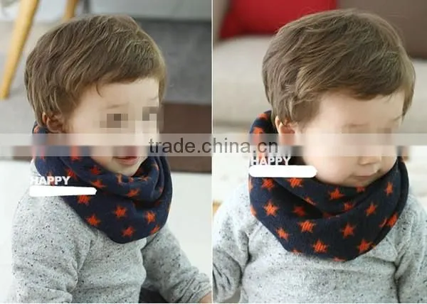 Korean style lovely winter warm acrylic five-pointed star pattern fashion baby scarf kids infinity scarf