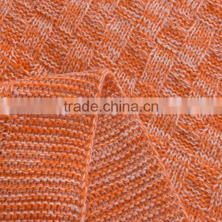 hot selling super soft acrylic crocheted plain cloth winter blanket