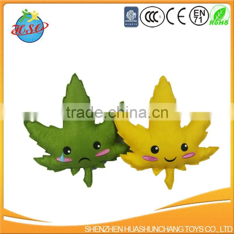 Quality stuffed plush green maple leaf