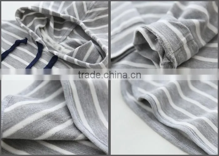 Children's Wear Long Sleeve Stripe Organic Cotton Pullover Hoodie