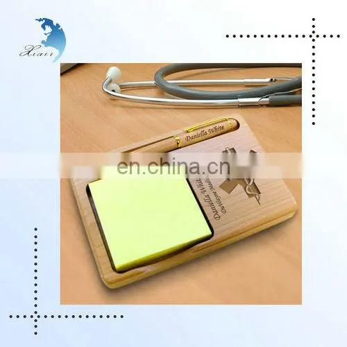 Handmade Decorative Triangular Prism Shape Wooden Pen Holder in Office