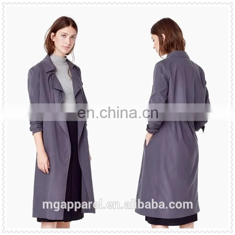 wholesale OEM winter clothes long sleeve coat modal-blend women long trench coat