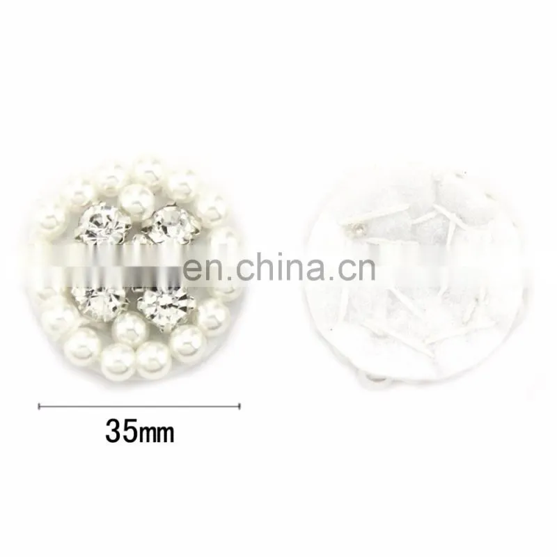 New Fashionable Handsewn Alloy Rhinestone Button with pearl for Accessories with silver plating