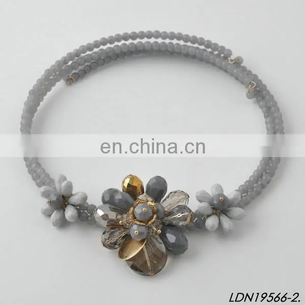 Beaded Choker Necklace with Flower