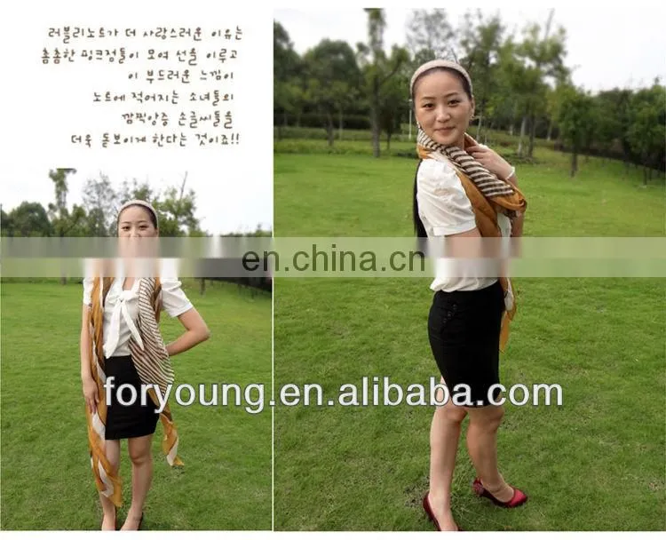 striped print ladies fashion voile scarf
