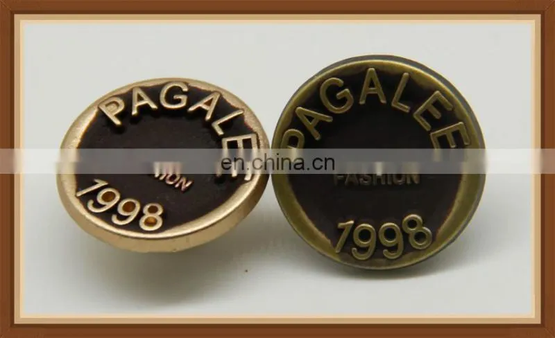 thick antique brass metal zinc alloy button for jeans, fashion zinc alloy button for plants