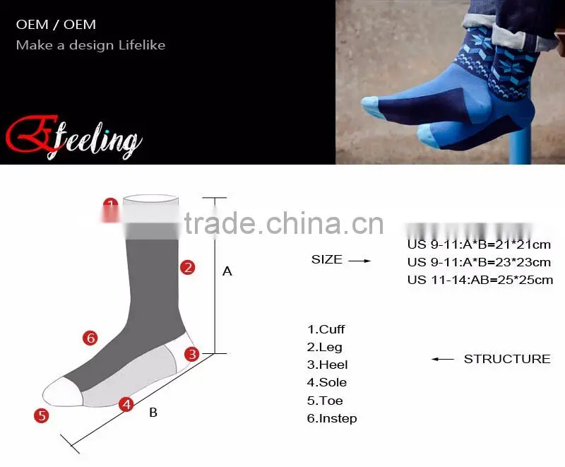 Custom Made Cotton Mens Socks Colorful