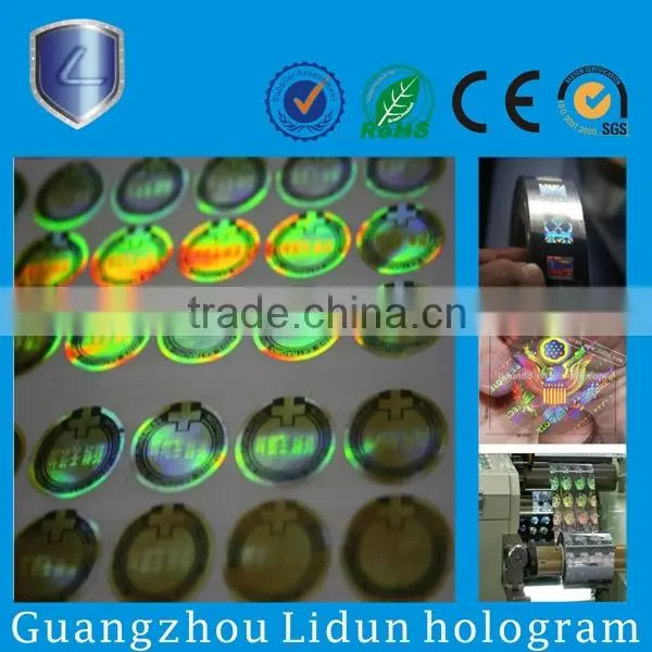 2015 hot sale silver hologram sticker&waterproof custom label &laser sticker
