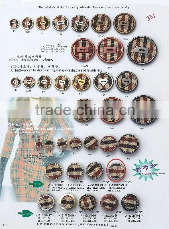 Stylish fabric inlay shank garment button