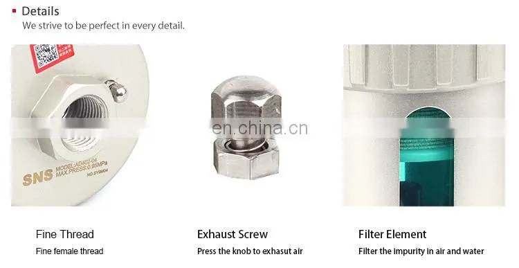 SNS AD Series pneumatic automatic drainer auto drain valve for air compressor