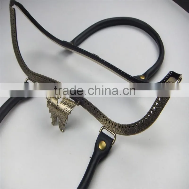 Antique brass handbag frame metal handbags sewing frame for bags with an elegant lock and leather handles