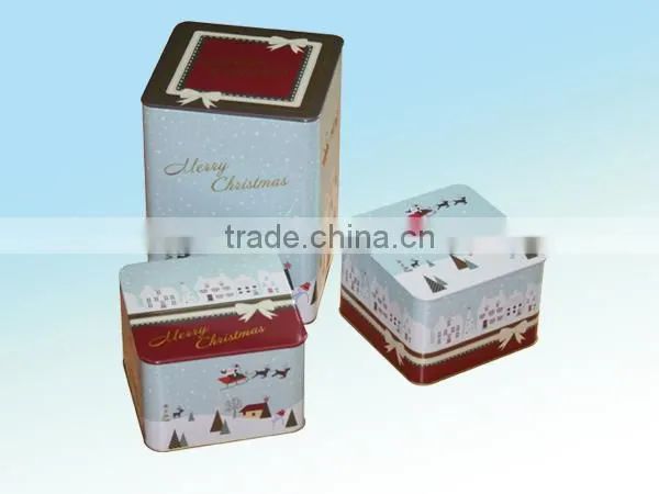 square christmas gift packaging tin box set