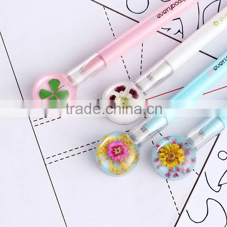 Pictures of Stationery Items of Gel Ink Pen with Folwer Resin Button