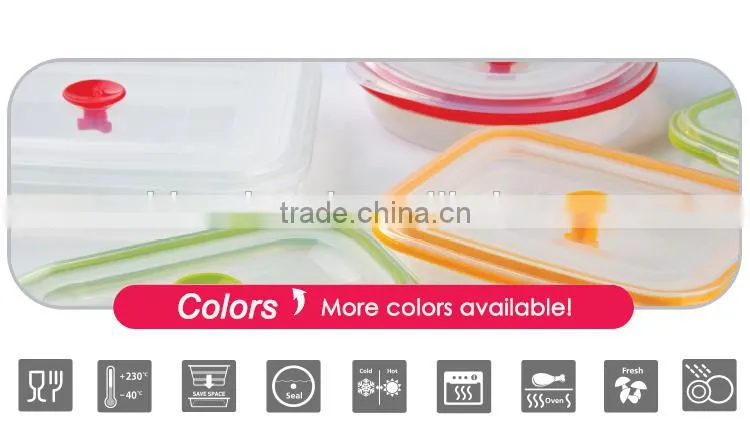 1.5L (1500ml ) Silicone food container , Platinum silicone, Foldable, Non-stick,