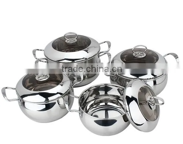 Hot sale stainless steel soup pot 9 pcs korea cookware saucepan set