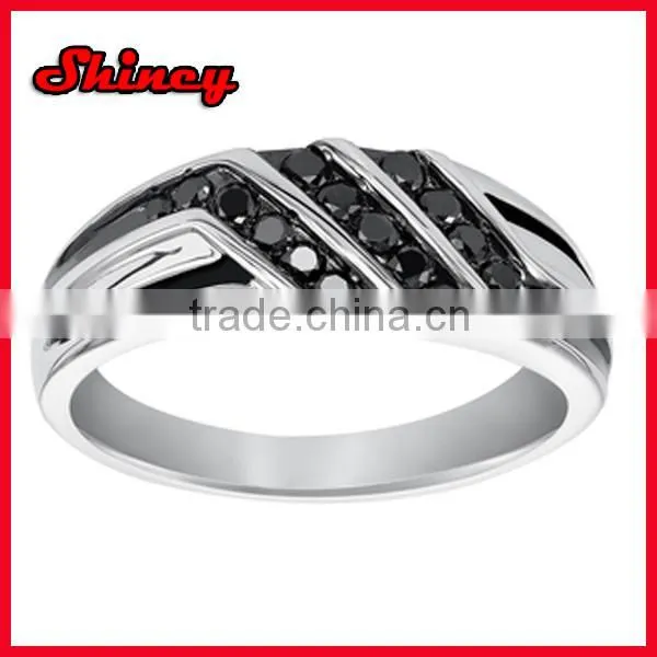 925 sterling silver hip hop black cz stone paved men ring