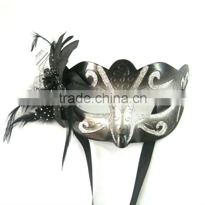 Red Plastic Masquerade Mask With FLower